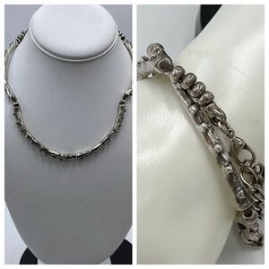 UNO de 50 Antique Silver Tone Beaded Thorn Versatile Wrap Bracelet Or Necklace